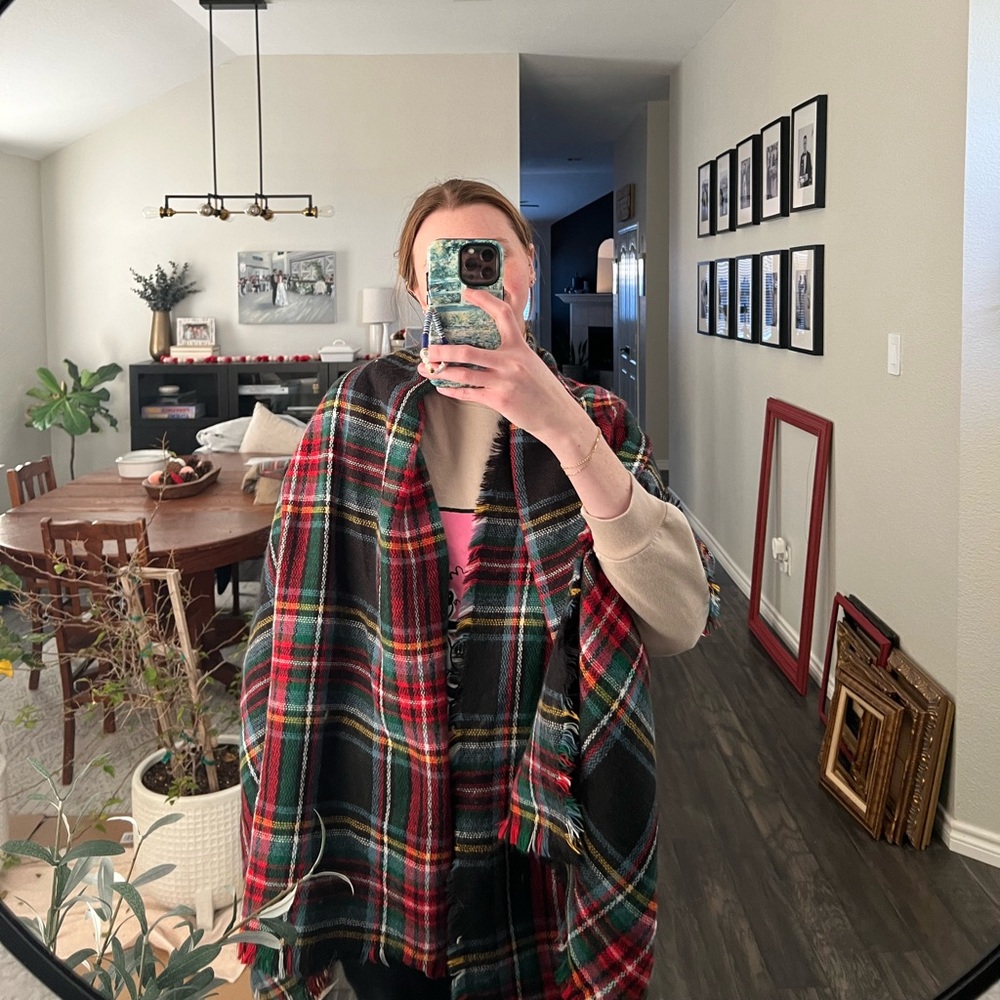 Navy patterned scarf